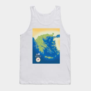 Illustrated Map Of Greece Tank Top